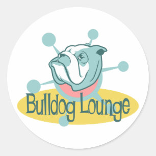 Retro Bulldog Lounge Classic Round Sticker