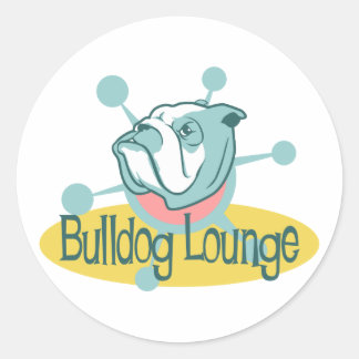 Retro Bulldog Lounge Classic Round Sticker