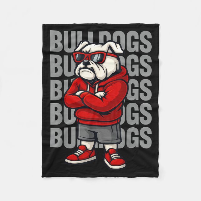 Retro Bulldogs Gift For Men Women Boys Girls Kids  Fleece Blanket (Front)