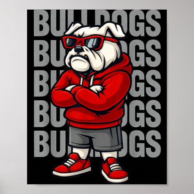 Retro Bulldogs Gift For Men Women Boys Girls Kids  Poster (Front)