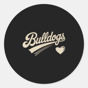 Retro Bulldogs Vintage Heart For Men Women Kids Classic Round Sticker