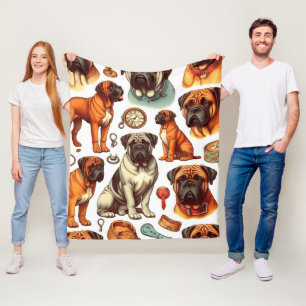 Retro Bullmastiff Seamless Fleece Blanket