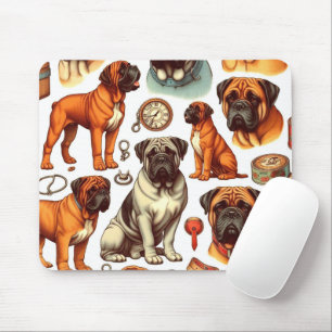 Retro Bullmastiff Seamless Mouse Pad