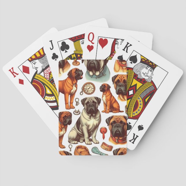 Retro Bullmastiff Seamless Playing Cards (Back)