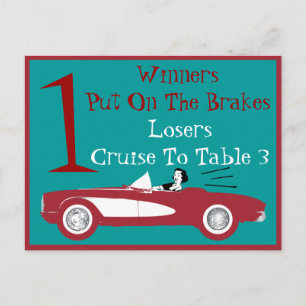 Retro Bunco Red Convertible Table Card #1