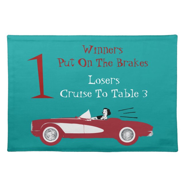 Retro Bunco Red Convertible Table Card #1 Dice Placemat (Front)