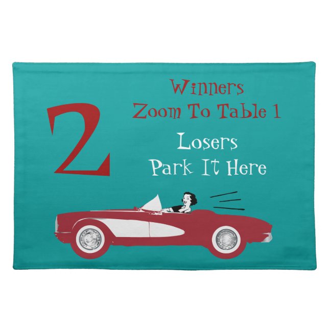 Retro Bunco Red Convertible Table Card #2 Dice Placemat (Front)