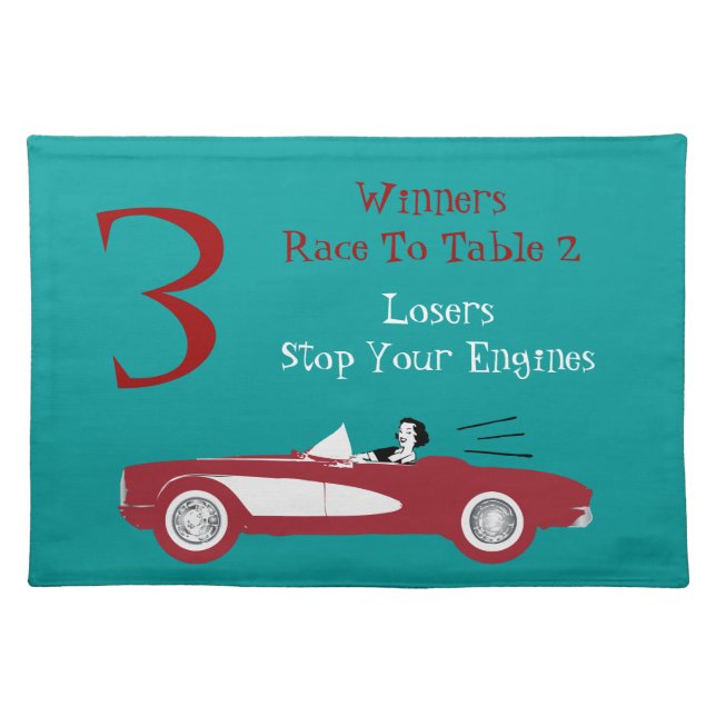 Retro Bunco Red Convertible Table Card #3 Dice Placemat (Front)