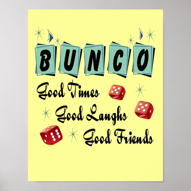 Retro Bunco Sign - Good Time, Laughs and Friends (Front)