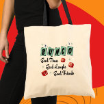Retro Bunco Tote Bag<br><div class="desc">Retro Bunco design with red dice.  Design includes 50's retro colours.  Good friends,  good times and good laughs makes a great prize or gift.</div>