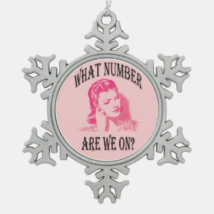 Retro Bunco Women What Number Are We On? Snowflake Pewter Christmas Ornament