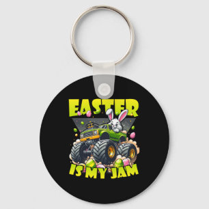 Retro Bunny Easter Is My Jam Monster Truck Off-roa Key Ring