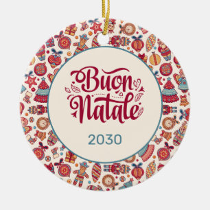 Retro Buon Natale Personalised Ceramic Ornament