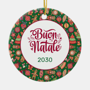 Retro Buon Natale Personalised Ceramic Ornament