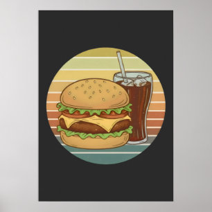 Retro burger and cola. poster