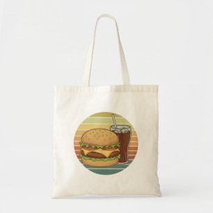 Retro burger and cola. tote bag