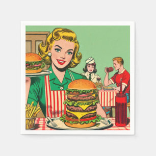 Retro Burger Comics Napkin