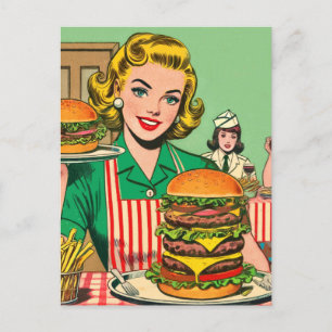 Retro Burger Comics Postcard