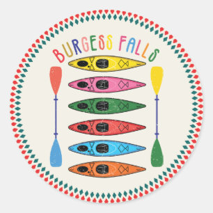 Retro Burgess Falls Kayaking Classic Round Sticker
