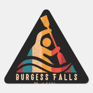 Retro Burgess Falls Kayaking Triangle Sticker