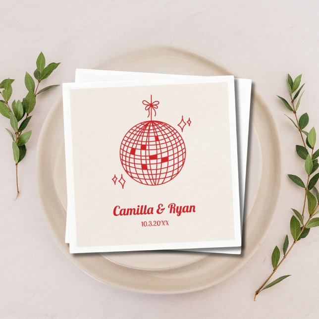 Retro Burgundy & Beige Disco Wedding Decor Napkins (Retro Burgundy & Beige Disco Wedding Decor Napkins)