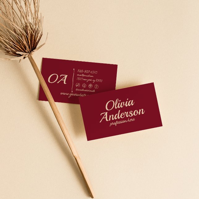 Retro Burgundy Colourful Bold Groovy Cute Unique Business Card (Creator Uploaded)