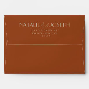 Retro Burnt Orange Gold Old Money Classy Wedding Envelope