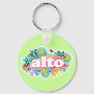 Retro Burst Alto Singer Choir Gift Key Ring