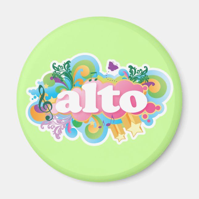 Retro Burst Alto Singer Choir Gift Magnet (Front)