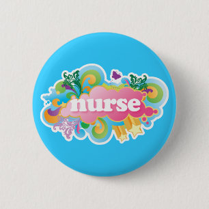 Retro Burst NURSE Gift 6 Cm Round Badge