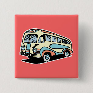retro bus motor coach 15 cm square badge