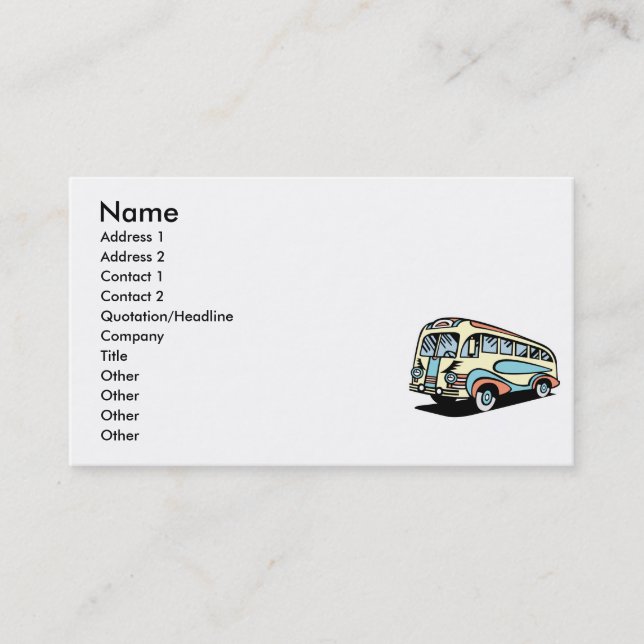 retro bus motor coach business card (Front)
