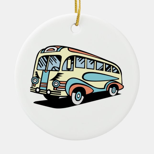 retro bus motor coach ceramic ornament (Front)