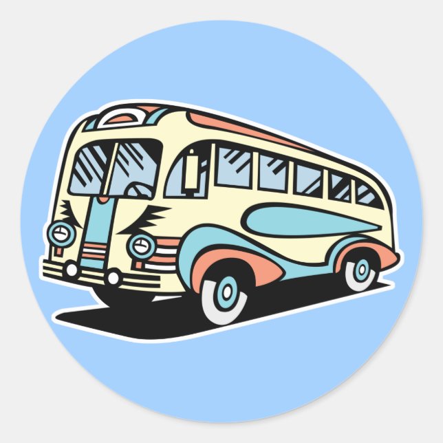 retro bus motor coach classic round sticker (Front)