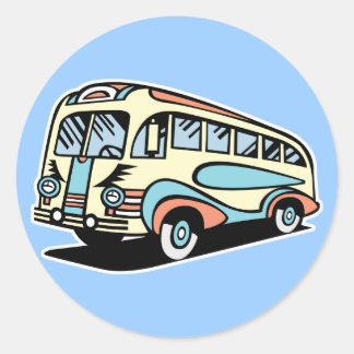 retro bus motor coach classic round sticker