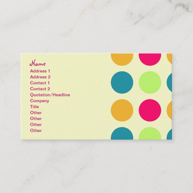 Retro Business Candy Dotted Pattern Card (Front)