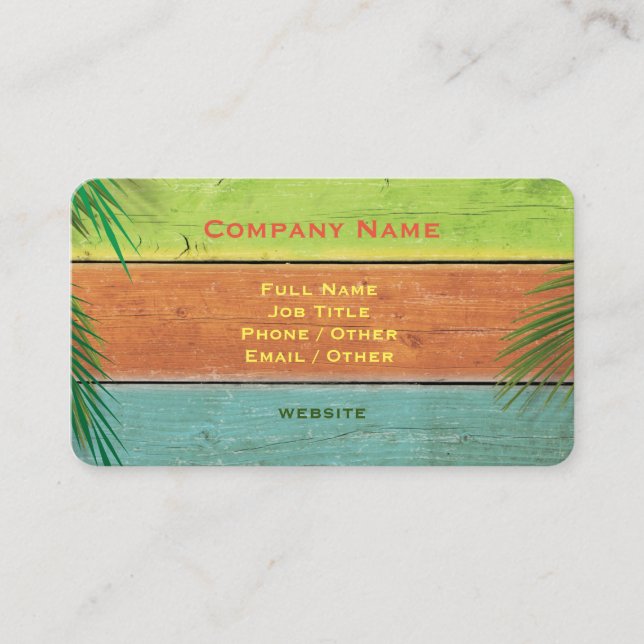 Retro Business Card with Palm Leaves (Front)
