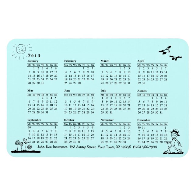 Retro Businessman 2013 Calendar Magnet (Horizontal)