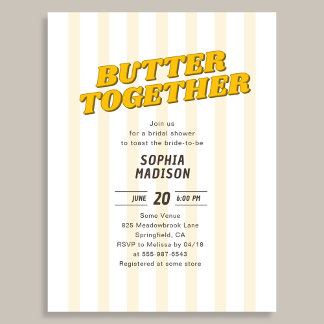 Retro Butter Together Yellow Bridal Shower Invitation Postcard
