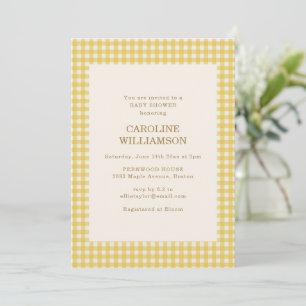 Retro Butter Yellow Gingham Farm Fresh Baby Shower Invitation