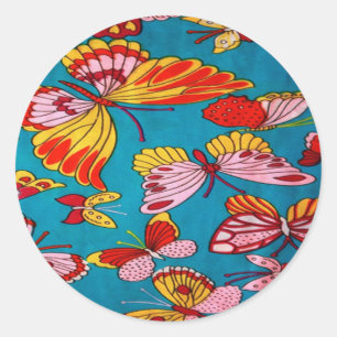 Retro Butterflies Classic Round Sticker