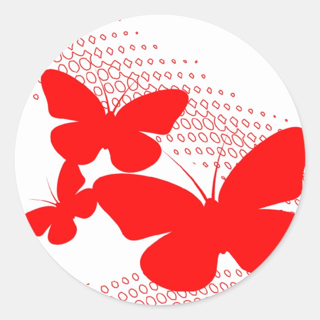 retro butterflies classic round sticker (Front)