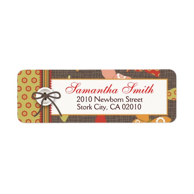 Retro Butterflies Return Label Return Address Label (Front)