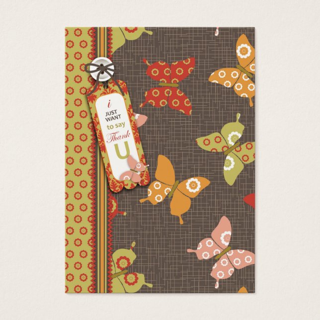 Retro Butterflies TY Gift Tag (Front)