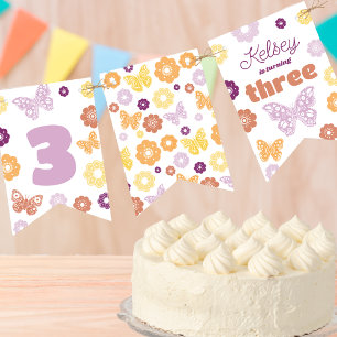 Retro Butterfly Birthday Party Bunting