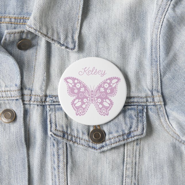 Retro Butterfly Birthday Party Favour 7.5 Cm Round Badge (In Situ)