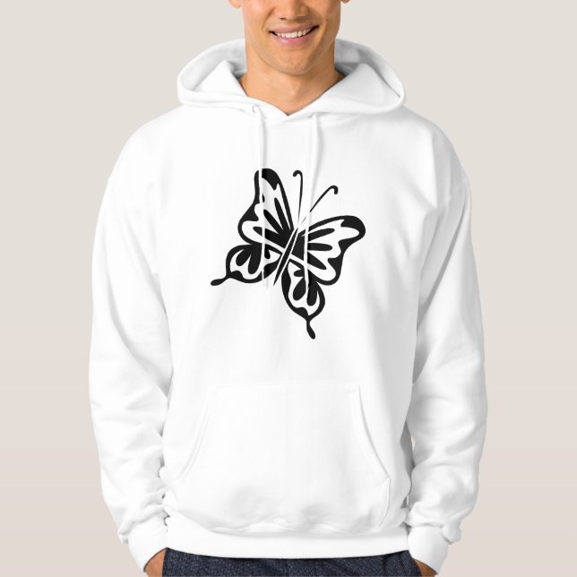 Retro Butterfly - Black Hoodie (Front)
