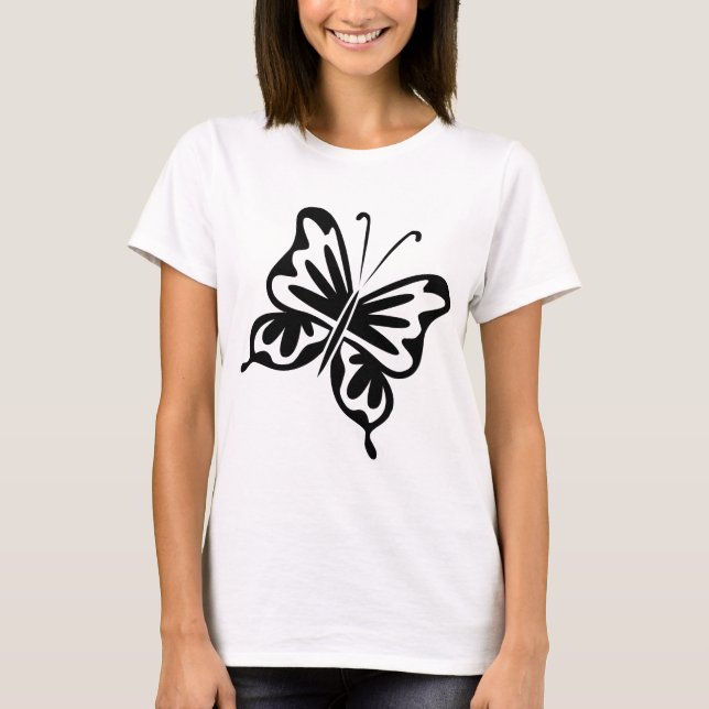 Retro Butterfly - Black T-Shirt (Front)