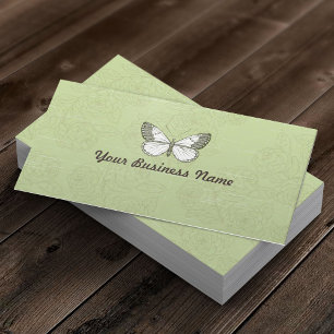 Retro Butterfly & Floral Pattern business card
