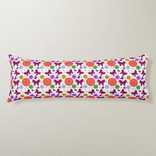 Retro butterfly Floral Pattern Colorul Folk Art Body Cushion